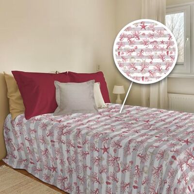 PENSIERI DELICATI Narzuta na łóżko 220 x 280 cm, 100% bawełna pikowana 100% bawełna, idealny jako ręcznik dekoracyjny, koc na łóżko 1-osobowe, wzór morski w czerwone paski, 100% wyprodukowano we PENSIERI DELICATI Narzuta na łóżko 220 x 280 cm, 100% bawełna pikowana 100% bawełna, idealny jako ręcznik dekoracyjny, koc na łóżko 1-osobowe, wzór morski w czerwone paski, 100% wyprodukowano we
