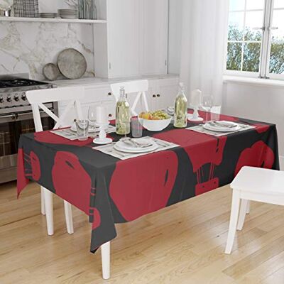 Bonamaison Dekoracja kuchenna, obrus, czerwono-czarny, 140 x 160 cm – zaprojektowany i wyprodukowany w Turcji Bonamaison Dekoracja kuchenna, obrus, czerwono-czarny, 140 x 160 cm – zaprojektowany i wyprodukowany w Turcji