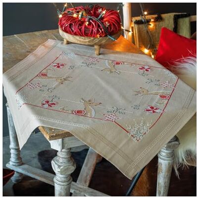 Vervaco Haft Krzyżykowy z Nadrukiem Zestaw do Haftu Obrusu ŚWIĄTECZNY RENIFER Zestaw Kreatywny dla Dorosłych 80 x 80 cm DIY Dekoracja Stołu ze Zmywalnym Wzorem Cross Stitch Kit Vervaco Haft Krzyżykowy z Nadrukiem Zestaw do Haftu Obrusu ŚWIĄTECZNY RENIFER Zestaw Kreatywny dla Dorosłych 80 x 80 cm DIY Dekoracja Stołu ze Zmywalnym Wzorem Cross Stitch Kit