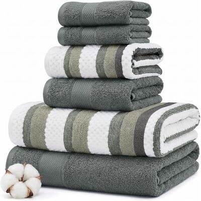 Modern Threads Pax 6-częściowy zestaw dwustronnych ręczników żakardowych, barwionej przędzą, ręczniki kąpielowe, ręczniki do rąk i ściereczki, super chłonne i szybkoschnące, 100% czesana bawełna, Modern Threads Pax 6-częściowy zestaw dwustronnych ręczników żakardowych, barwionej przędzą, ręczniki kąpielowe, ręczniki do rąk i ściereczki, super chłonne i szybkoschnące, 100% czesana bawełna,