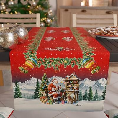 PETTI Artigiani Italiani Bieżnik na stół bożonarodzeniowy w kuchni 140 x 40 cm, bieżnik bożonarodzeniowy, elegancka wioska Świętego Mikołaja, 100% Made in Italy PETTI Artigiani Italiani Bieżnik na stół bożonarodzeniowy w kuchni 140 x 40 cm, bieżnik bożonarodzeniowy, elegancka wioska Świętego Mikołaja, 100% Made in Italy