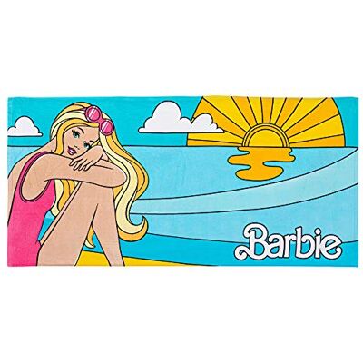 Franco Barbie Super miękki bawełniany ręcznik kąpielowy/basenowy/plażowy, Barbiecore 147 cm x 71 cm, (oficjalny produkt Barbie) od Franco Barbie Super miękki bawełniany ręcznik kąpielowy/basenowy/plażowy, Barbiecore 147 cm x 71 cm, (oficjalny produkt Barbie) od