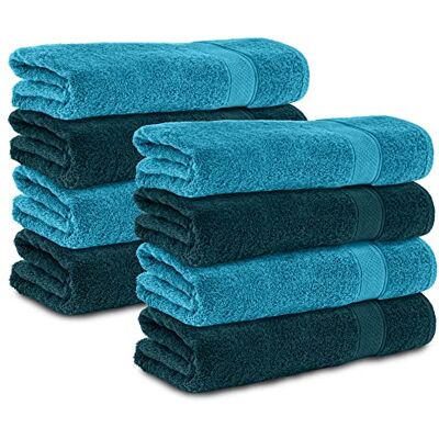 Komfortec 8-częściowy zestaw ręczników 50 x 100 cm, 100% bawełna, 470 g/m², frotte, miękkie, petrolowe/turkusowe Komfortec 8-częściowy zestaw ręczników 50 x 100 cm, 100% bawełna, 470 g/m², frotte, miękkie, petrolowe/turkusowe