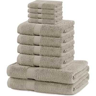 DecoKing Zestaw 10 Ręczników Bawełna 525g/m² 4 Ręczniki Do Rąk Dla Gości 30x50 cm 4 Ręczniki Do Rąk 50x100 cm 2 Ręczniki Kąpielowe 70x140 cm Chłonny Beżowy Marina DecoKing Zestaw 10 Ręczników Bawełna 525g/m² 4 Ręczniki Do Rąk Dla Gości 30x50 cm 4 Ręczniki Do Rąk 50x100 cm 2 Ręczniki Kąpielowe 70x140 cm Chłonny Beżowy Marina
