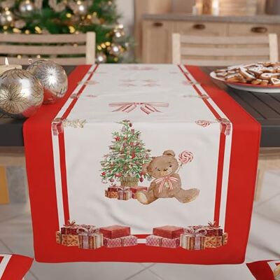PETTI Artigiani Italiani Bieżnik na stół bożonarodzeniowy, bieżnik kuchenny 140 x 40 cm, świąteczny bieżnik elegancki miś, 100% Made in Itay PETTI Artigiani Italiani Bieżnik na stół bożonarodzeniowy, bieżnik kuchenny 140 x 40 cm, świąteczny bieżnik elegancki miś, 100% Made in Itay