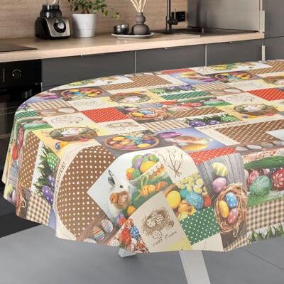 ANRO Obrus ceratowy zmywalny, do użytku na zewnątrz, owalny, 220 x 140 cm, krawędź cięcia Ostara ANRO Obrus ceratowy zmywalny, do użytku na zewnątrz, owalny, 220 x 140 cm, krawędź cięcia Ostara