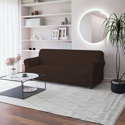 Italian Bed Linen Elastyczny pokrowiec na sofę IRIS z pełnym pokryciem, brązowy, 3-osobowy Italian Bed Linen Elastyczny pokrowiec na sofę IRIS z pełnym pokryciem, brązowy, 3-osobowy