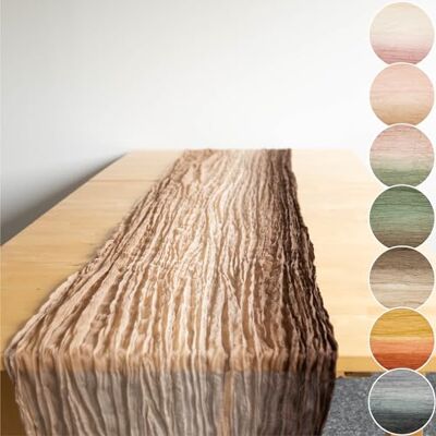 Halbach Seidenbänder Multicolor bieżnik na stół szerokość: 70 cm długość: 300 cm obrus z gradientem, wąski obrus o wyglądzie bawełny na wesela, kolor: naturalny/brązowy Halbach Seidenbänder Multicolor bieżnik na stół szerokość: 70 cm długość: 300 cm obrus z gradientem, wąski obrus o wyglądzie bawełny na wesela, kolor: naturalny/brązowy