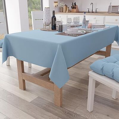 PETTI Artigiani Italiani Elegancki prostokątny obrus z bawełny, jednolity kolor, jednolity kolor, niebieski X18 miejsc (140 x 360 cm), 100% wyprodukowano we Włoszech PETTI Artigiani Italiani Elegancki prostokątny obrus z bawełny, jednolity kolor, jednolity kolor, niebieski X18 miejsc (140 x 360 cm), 100% wyprodukowano we Włoszech