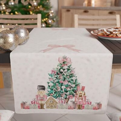 PETTI Artigiani Italiani Bieżnik na stół bożonarodzeniowy, bieżnik kuchenny 140 x 40 cm, świąteczny bieżnik elegancki różowy żołnierzyk, 100% Made in Itay PETTI Artigiani Italiani Bieżnik na stół bożonarodzeniowy, bieżnik kuchenny 140 x 40 cm, świąteczny bieżnik elegancki różowy żołnierzyk, 100% Made in Itay