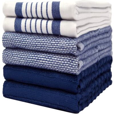 Bumble Towels Bumble Ręczniki kuchenne – ręczniki do naczyń, ręczniki bawełniane – 6 sztuk – rozmiar XL 50 x 70 cm – szlachetna, miękka i wytrzymała bawełna ringowa w 3 różnych teksturach (niebieski) Bumble Towels Bumble Ręczniki kuchenne – ręczniki do naczyń, ręczniki bawełniane – 6 sztuk – rozmiar XL 50 x 70 cm – szlachetna, miękka i wytrzymała bawełna ringowa w 3 różnych teksturach (niebieski)