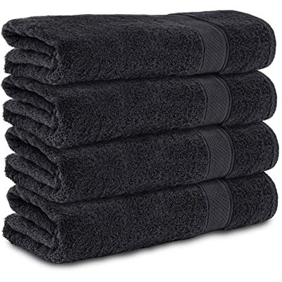 Komfortec 4-częściowy zestaw ręczników 50 x 100 cm ze 100% bawełny, frotte, miękkie, czarne Komfortec 4-częściowy zestaw ręczników 50 x 100 cm ze 100% bawełny, frotte, miękkie, czarne