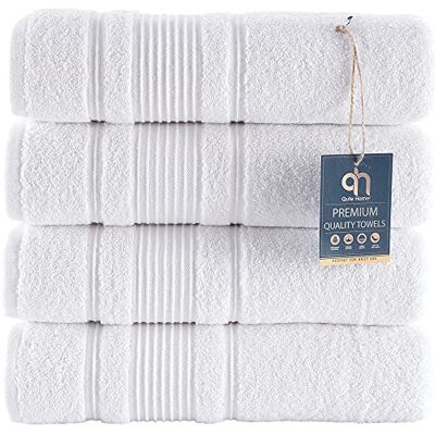 Qute Home 100% turecka bawełna, zestaw ręczników kąpielowych, szybkoschnący, miękki i chłonny, 4 ręczniki najwyższej jakości do łazienki (biały) Qute Home 100% turecka bawełna, zestaw ręczników kąpielowych, szybkoschnący, miękki i chłonny, 4 ręczniki najwyższej jakości do łazienki (biały)