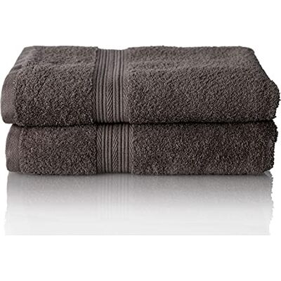 ALCLEAR komfortowy zestaw ręczników frotte chłonnych ze 100% bawełny Ökotex, seria frotte w 6 kolorach i 5 rozmiarach, kolor: antracyt, 2 x ręczniki kąpielowe 70 x 140 cm ALCLEAR komfortowy zestaw ręczników frotte chłonnych ze 100% bawełny Ökotex, seria frotte w 6 kolorach i 5 rozmiarach, kolor: antracyt, 2 x ręczniki kąpielowe 70 x 140 cm