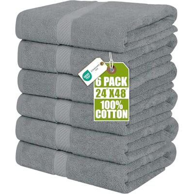 Utopia Towels 6 sztuk średnich ręczników kąpielowych, 100% bawełna ring-spun (61 x 122 cm), średnio lekkie i bardzo chłonne, szybkoschnące ręczniki do rąk, ręczniki premium do hotelu, spa i Utopia Towels 6 sztuk średnich ręczników kąpielowych, 100% bawełna ring-spun (61 x 122 cm), średnio lekkie i bardzo chłonne, szybkoschnące ręczniki do rąk, ręczniki premium do hotelu, spa i