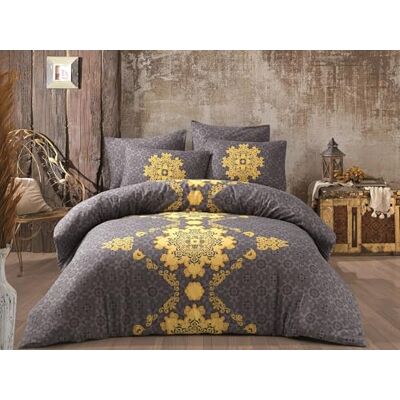 Nuit Des Rêves Ranforce Double Quilt Cover Set (200 x 200 cm), 100% bawełna, szary i żółty, 2 poszewki na poduszki (80 x 80 cm), możliwość prania w pralce, 140 wątków, zapięcie na guziki Nuit Des Rêves Ranforce Double Quilt Cover Set (200 x 200 cm), 100% bawełna, szary i żółty, 2 poszewki na poduszki (80 x 80 cm), możliwość prania w pralce, 140 wątków, zapięcie na guziki