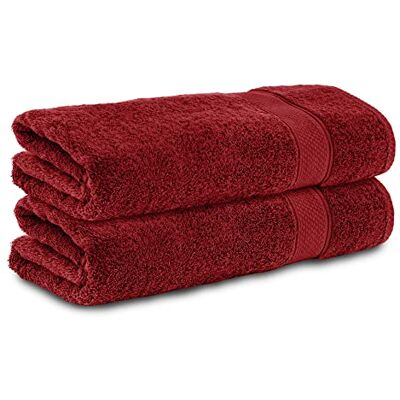 Komfortec Zestaw 2 ręczników do rąk 100% bawełna 470 g/m², miękka gąbka, duży rozmiar, zorza czerwona Komfortec Zestaw 2 ręczników do rąk 100% bawełna 470 g/m², miękka gąbka, duży rozmiar, zorza czerwona