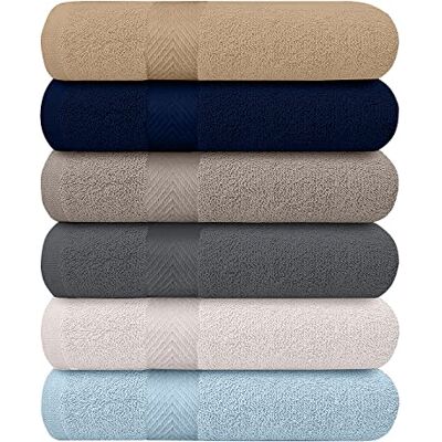 KAHAF COLLECTION BEST TOWEL 6-pak ręczników kąpielowych, lekkie, bardzo chłonne, 100% bawełna, ręczniki prysznicowe (wielokolorowe, 68 x 137 cm) KAHAF COLLECTION BEST TOWEL 6-pak ręczników kąpielowych, lekkie, bardzo chłonne, 100% bawełna, ręczniki prysznicowe (wielokolorowe, 68 x 137 cm)