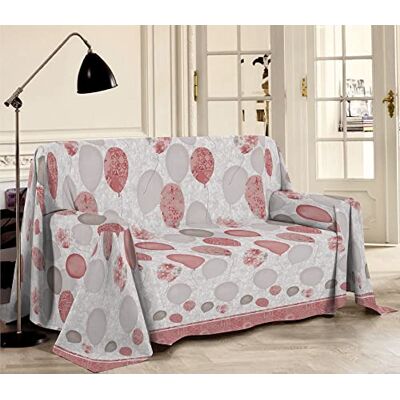 PENSIERI DELICATI Pokrowiec na sofę 180 x 290 cm, wyprodukowany we Włoszech, 100% czystej bawełny, wzór czerwonych balonów, idealny jako ręcznik do dekoracji, na łóżko lub letnia narzuta na łóżko PENSIERI DELICATI Pokrowiec na sofę 180 x 290 cm, wyprodukowany we Włoszech, 100% czystej bawełny, wzór czerwonych balonów, idealny jako ręcznik do dekoracji, na łóżko lub letnia narzuta na łóżko