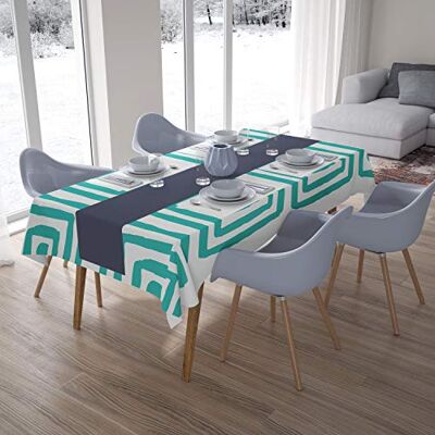 Bonamaison Dekoracja kuchenna, obrus, turkusowy, biały, 140 x 200 cm – zaprojektowany i wyprodukowany w Turcji Bonamaison Dekoracja kuchenna, obrus, turkusowy, biały, 140 x 200 cm – zaprojektowany i wyprodukowany w Turcji
