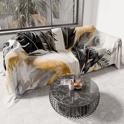 PETTI Artigiani Italiani Pokrowiec na sofę z mikrofibry 500 x 270 cm, z czarną palmą, uniwersalny, na sofę, narzuty i pokrowce na stół, zmywalny, ochronny pokrowiec PETTI Artigiani Italiani Pokrowiec na sofę z mikrofibry 500 x 270 cm, z czarną palmą, uniwersalny, na sofę, narzuty i pokrowce na stół, zmywalny, ochronny pokrowiec