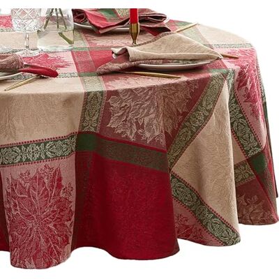 Elrene Domowa moda Prestige Poinsecja żakardowa tkana bawełna Boże Narodzenie/wakacje okrągły obrus, 178 cm x 178 cm Elrene Domowa moda Prestige Poinsecja żakardowa tkana bawełna Boże Narodzenie/wakacje okrągły obrus, 178 cm x 178 cm