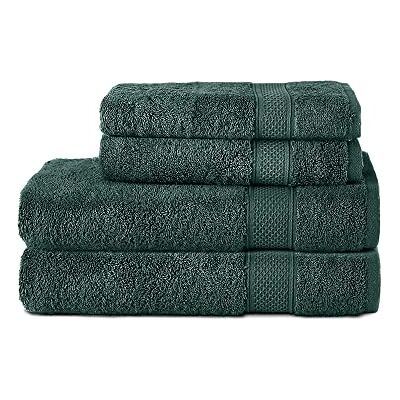 Komfortec Zestaw 4 ręczników ze 100% bawełny, 2 ręczniki do rąk 50 x 100 cm i 2 ręczniki kąpielowe 70 x 140 cm, frotte, miękkie, ciemnozielone Komfortec Zestaw 4 ręczników ze 100% bawełny, 2 ręczniki do rąk 50 x 100 cm i 2 ręczniki kąpielowe 70 x 140 cm, frotte, miękkie, ciemnozielone