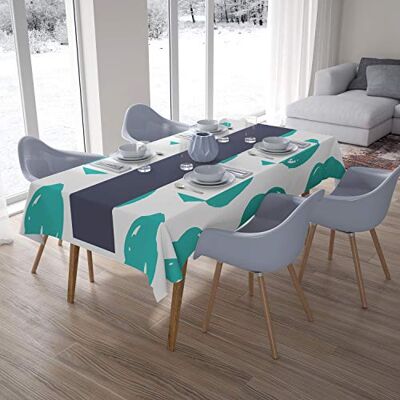 Bonamaison Dekoracja kuchenna, obrus, turkusowy, biały, 140 x 200 cm – zaprojektowany i wyprodukowany w Turcji Bonamaison Dekoracja kuchenna, obrus, turkusowy, biały, 140 x 200 cm – zaprojektowany i wyprodukowany w Turcji