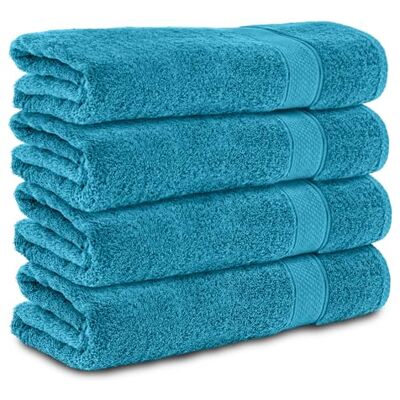 Komfortec Zestaw 4 ręczników kąpielowych 70 x 140 cm, 100% bawełna, 470 g/m², frotte, miękkie, turkusowe Komfortec Zestaw 4 ręczników kąpielowych 70 x 140 cm, 100% bawełna, 470 g/m², frotte, miękkie, turkusowe