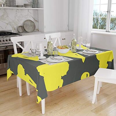Bonamaison Dekoracja kuchenna, obrus, neonowy żółty, opar, 140 x 160 cm zaprojektowany i wyprodukowany w Turcji Bonamaison Dekoracja kuchenna, obrus, neonowy żółty, opar, 140 x 160 cm zaprojektowany i wyprodukowany w Turcji