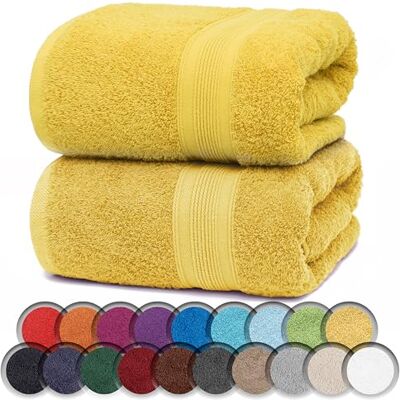NatureMark Zestaw 2 ręczników do sauny 80 x 200 cm bawełniane luksusowe ręczniki ręcznik wellness o ekstremalnej miękkości, kolor: żółty NatureMark Zestaw 2 ręczników do sauny 80 x 200 cm bawełniane luksusowe ręczniki ręcznik wellness o ekstremalnej miękkości, kolor: żółty