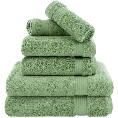 Cotton Paradise 100% turecka bawełna, miękkie, chłonne ręczniki do łazienki, 6 szt., 2 ręczniki kąpielowe, 2 ręczniki do rąk, 2 myjki, szałwiowa zieleń Cotton Paradise 100% turecka bawełna, miękkie, chłonne ręczniki do łazienki, 6 szt., 2 ręczniki kąpielowe, 2 ręczniki do rąk, 2 myjki, szałwiowa zieleń