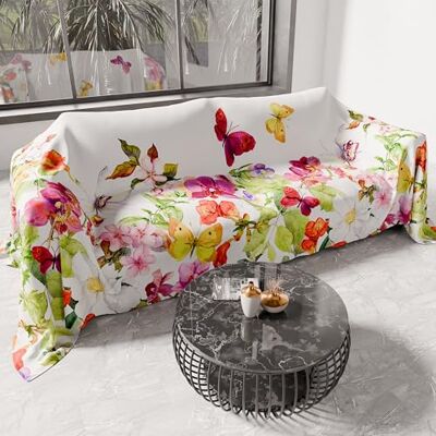 PETTI Artigiani Italiani Pokrowiec na sofę z mikrofibry 180 x 270 cm, wzór motyli Wielofunkcyjny na sofę, narzuty i pokrowce na stół zmywalny pokrowiec ochronny PETTI Artigiani Italiani Pokrowiec na sofę z mikrofibry 180 x 270 cm, wzór motyli Wielofunkcyjny na sofę, narzuty i pokrowce na stół zmywalny pokrowiec ochronny
