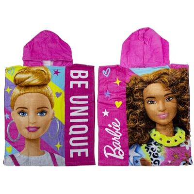 Character World Oficjalne ponczo z kapturem Barbie, super miękkie w dotyku, świeży design, dziewczęcy szlafrok do pływania, idealny do domu, do kąpieli i na plażę, różowy, 115 x 50 cm Character World Oficjalne ponczo z kapturem Barbie, super miękkie w dotyku, świeży design, dziewczęcy szlafrok do pływania, idealny do domu, do kąpieli i na plażę, różowy, 115 x 50 cm