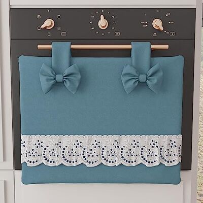 PETTI Artigiani Italiani Pokrywa piekarnika, elegancka przykrywka do piekarnika, elegancka poszewka na piekarnik Shabby Chic w jednolitym kolorze z falbanką z koronki Sangallo i płatkami, pokrywa PETTI Artigiani Italiani Pokrywa piekarnika, elegancka przykrywka do piekarnika, elegancka poszewka na piekarnik Shabby Chic w jednolitym kolorze z falbanką z koronki Sangallo i płatkami, pokrywa