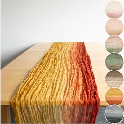 Halbach Seidenbänder Multicolor bieżnik na stół szerokość: 70 cm długość: 300 cm obrus z gradientem, wąski obrus o wyglądzie bawełny na wesela, kolor: miodowo-żółty/pomarańczowy/ciemnopomarańczowy Halbach Seidenbänder Multicolor bieżnik na stół szerokość: 70 cm długość: 300 cm obrus z gradientem, wąski obrus o wyglądzie bawełny na wesela, kolor: miodowo-żółty/pomarańczowy/ciemnopomarańczowy