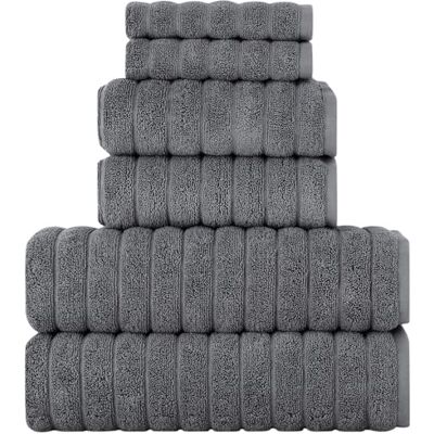 BERIBO Cloud 6-częściowy turecki zestaw ręczników, 2 x kąpiel, 2 ręce, 2 ręczniki do twarzy, 620 g/m², 100% bawełna (szary) BERIBO Cloud 6-częściowy turecki zestaw ręczników, 2 x kąpiel, 2 ręce, 2 ręczniki do twarzy, 620 g/m², 100% bawełna (szary)