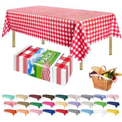 Zimpleware Premium czerwony obrus w kratkę w kratkę jednorazowy (12 szt.) plastikowe obrusy na prostokątne stoły (137 cm x 274 cm) obrusy imprezowe jednorazowe na prostokątne stoły od 1,8 m do 2,4 m Zimpleware Premium czerwony obrus w kratkę w kratkę jednorazowy (12 szt.) plastikowe obrusy na prostokątne stoły (137 cm x 274 cm) obrusy imprezowe jednorazowe na prostokątne stoły od 1,8 m do 2,4 m