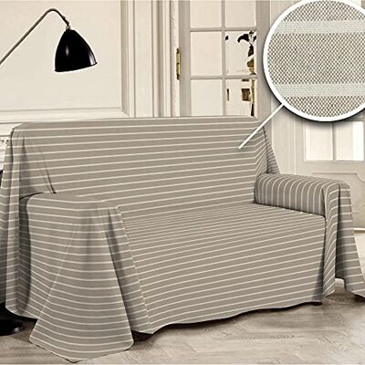 PENSIERI DELICATI DELIKOWANE MYŚLIWOŚCI Ręcznik Sofa 360 x 290 cm Made in Italy, 100% czysta bawełna z recyklingu barwione drutem, wzór w paski beżowe, idealny jako meble ręczniki, Zapisz kanapę, koc piknikowy PENSIERI DELICATI DELIKOWANE MYŚLIWOŚCI Ręcznik Sofa 360 x 290 cm Made in Italy, 100% czysta bawełna z recyklingu barwione drutem, wzór w paski beżowe, idealny jako meble ręczniki, Zapisz kanapę, koc piknikowy