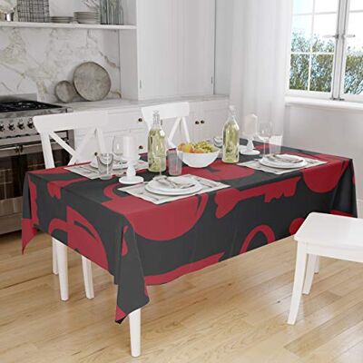 Bonamaison Dekoracja kuchenna, obrus, czerwony czarny, 140 x 160 cm zaprojektowany i wyprodukowany w Turcji Bonamaison Dekoracja kuchenna, obrus, czerwony czarny, 140 x 160 cm zaprojektowany i wyprodukowany w Turcji