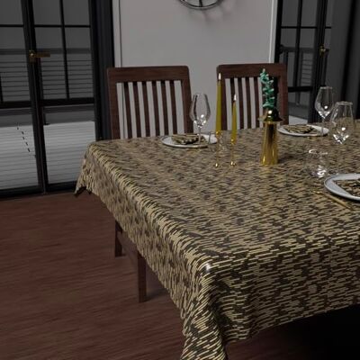 Soleil d'ocre , Kwadratowy obrus z nadrukiem przeciw plamom 180X180 cm Złoty Czarny Soleil d'ocre , Kwadratowy obrus z nadrukiem przeciw plamom 180X180 cm Złoty Czarny