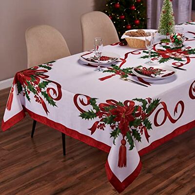 Kadut Świąteczny styl imprezowy wielokolorowy (czerwony, zielony) Obrus z mieszanki poliestru, 320 x 152 cm (prostokątny), odporny na plamy, na stoły o długości 15 m, wakacje, imprezy Kadut Świąteczny styl imprezowy wielokolorowy (czerwony, zielony) Obrus z mieszanki poliestru, 320 x 152 cm (prostokątny), odporny na plamy, na stoły o długości 15 m, wakacje, imprezy
