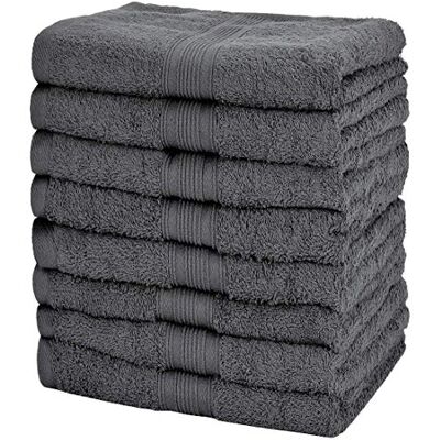NatureMark Zestaw 8 Ręczników do Rąk 100% Bawełna Chłonne i Trwałe Ręczniki, Rozmiar 50×100 cm, Szary Antracytowy NatureMark Zestaw 8 Ręczników do Rąk 100% Bawełna Chłonne i Trwałe Ręczniki, Rozmiar 50×100 cm, Szary Antracytowy