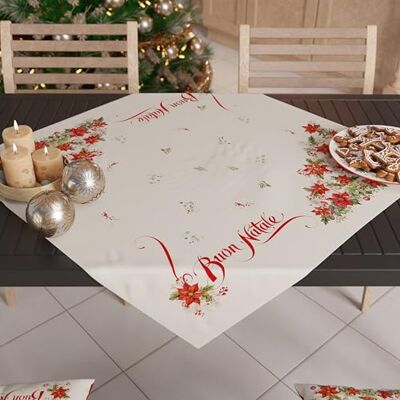 PETTI Artigiani Italiani Świąteczny bieżnik na stół, stół bożonarodzeniowy w kuchni, bieżnik na stół 90 x 90 cm, bieżnik na stół Wesołych Świąt, 100% Made in Itay PETTI Artigiani Italiani Świąteczny bieżnik na stół, stół bożonarodzeniowy w kuchni, bieżnik na stół 90 x 90 cm, bieżnik na stół Wesołych Świąt, 100% Made in Itay