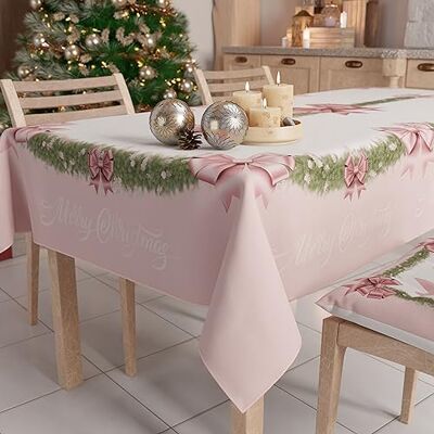 PETTI Artigiani Italiani Świąteczny obrus odporny na plamy prostokątny obrus świąteczny kuchnia rysunek łuk różowy pióro X24 miejsca (140 x 450 cm) 100% wyprodukowano we Włoszech PETTI Artigiani Italiani Świąteczny obrus odporny na plamy prostokątny obrus świąteczny kuchnia rysunek łuk różowy pióro X24 miejsca (140 x 450 cm) 100% wyprodukowano we Włoszech