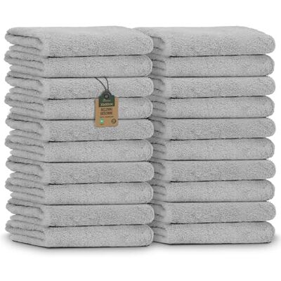NatureMark Ręczniki Gościnne – Zestaw 20 szt. (30x50 cm), 100% bawełna, certyfikat OEKO-TEX, miękkie, chłonne i łatwe w pielęgnacji – Do łazienki, gości i spa – Srebrno/Szary NatureMark Ręczniki Gościnne – Zestaw 20 szt. (30x50 cm), 100% bawełna, certyfikat OEKO-TEX, miękkie, chłonne i łatwe w pielęgnacji – Do łazienki, gości i spa – Srebrno/Szary