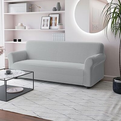 Italian Bed Linen FASHIONABLE pokrowiec na sofę z pełnym pokryciem, jasnoszary, 3-osobowy Italian Bed Linen FASHIONABLE pokrowiec na sofę z pełnym pokryciem, jasnoszary, 3-osobowy
