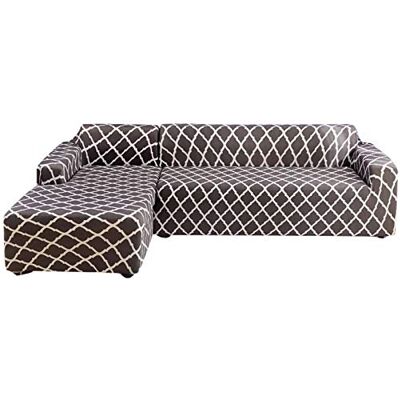 Jianyana Pokrowce na sofę ze stretchem w kształcie litery L, poliester i spandex, 2 poszewki na poduszki, nowoczesne Jianyana Pokrowce na sofę ze stretchem w kształcie litery L, poliester i spandex, 2 poszewki na poduszki, nowoczesne
