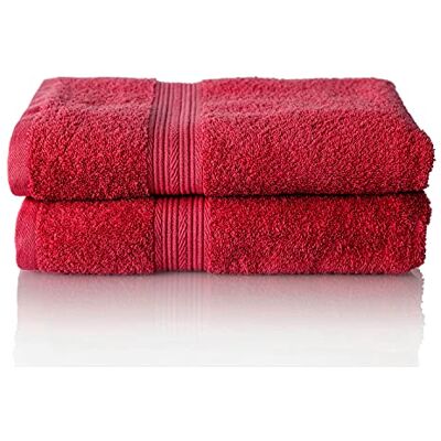 ALCLEAR komfortowy zestaw ręczników frotte chłonnych ze 100% bawełny Ökotex, seria frotte w 6 kolorach i 5 rozmiarach, kolor: czerwony, 2 x ręczniki kąpielowe 70 x 140 cm ALCLEAR komfortowy zestaw ręczników frotte chłonnych ze 100% bawełny Ökotex, seria frotte w 6 kolorach i 5 rozmiarach, kolor: czerwony, 2 x ręczniki kąpielowe 70 x 140 cm