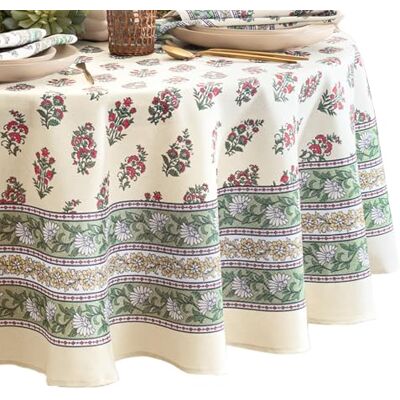 Elrene Home Fashions Nomad Winter Block Print Christmas/Holiday Round Wrinkle Resistant Tablecloth, 70"x70 Elrene Home Fashions Nomad Winter Block Print Christmas/Holiday Round Wrinkle Resistant Tablecloth, 70"x70